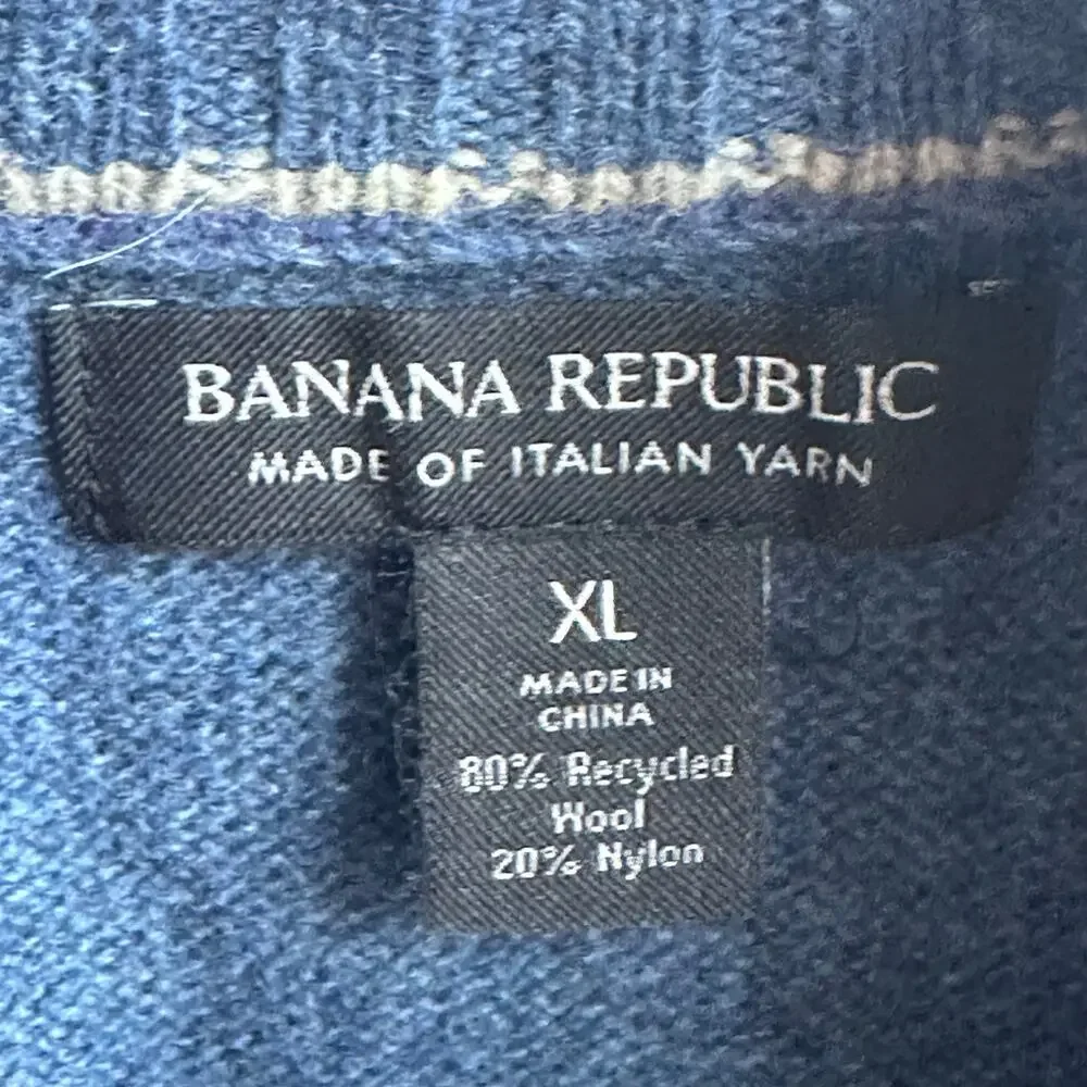 Banana Republic Novara Mock Neck Sweater – Navy Blue – XL – Italian Yarn